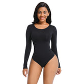 Essential Seamless Long Sleeve Shaping Bodysuit - Black